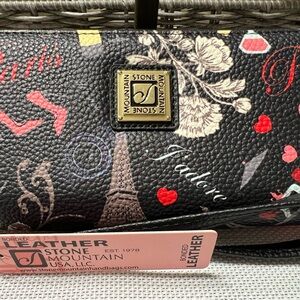Stone Mountain Bonded Leather Paris Double Zip Wristlet